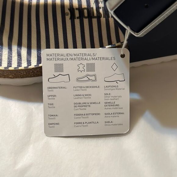 Birkenstock 11 Gizeh Nautical Stripes Navy White Thong Buckle Sandals - Picture 7 of 9